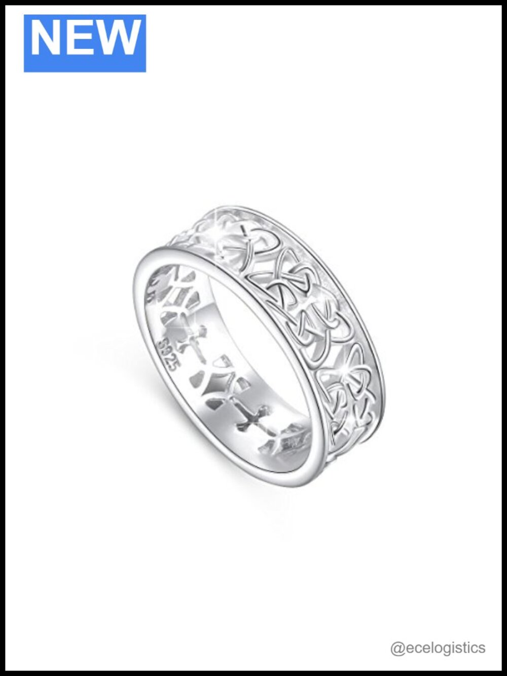 925 Sterling Silver Celtic Knot Trinity Ring Tarnish Resistant Band